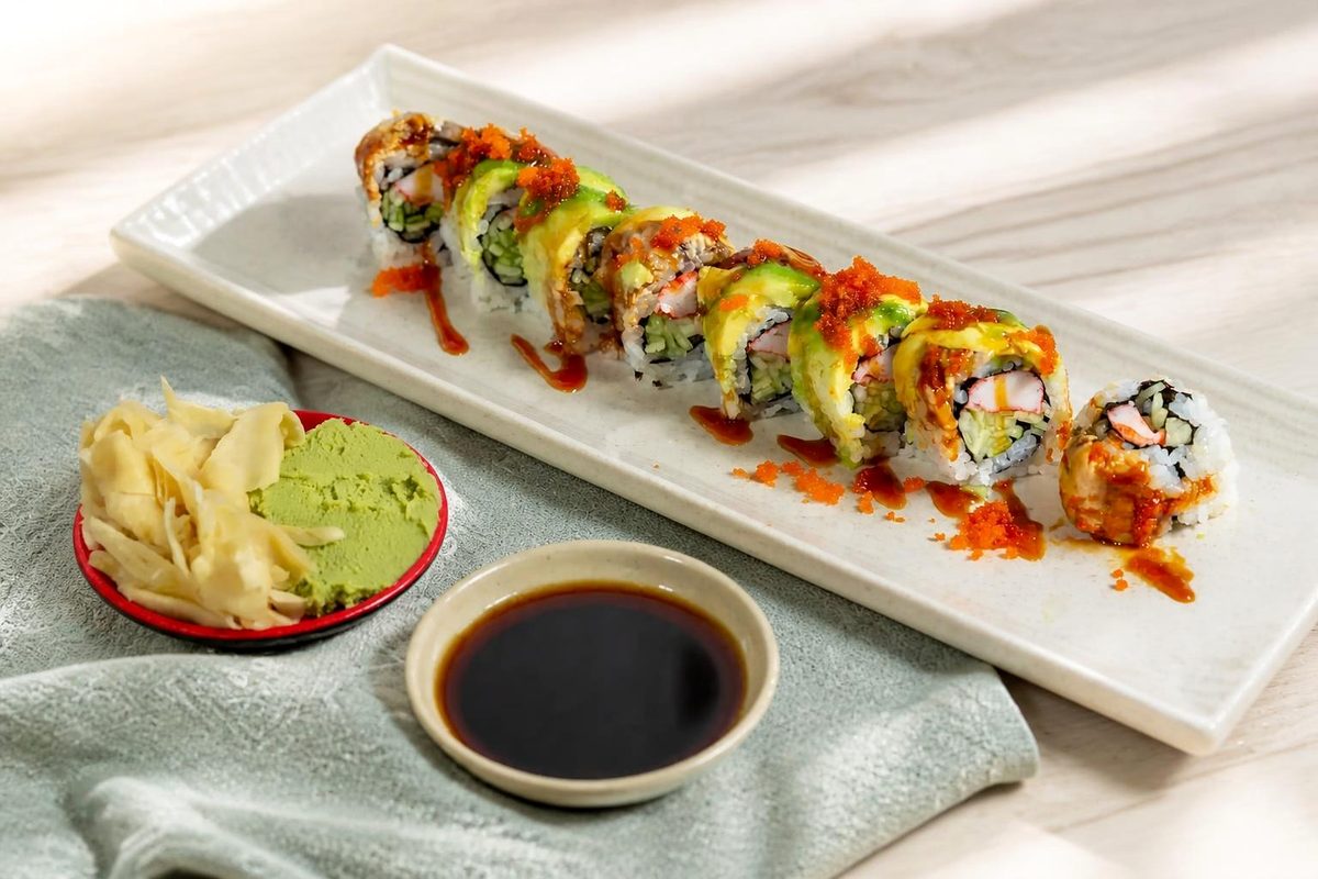 Avocado-topped special roll