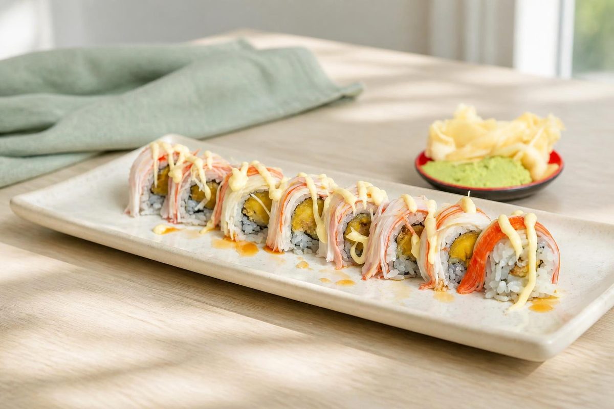 Crab-topped special roll