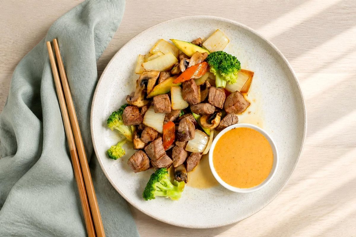 Hibachi steak with vegetables