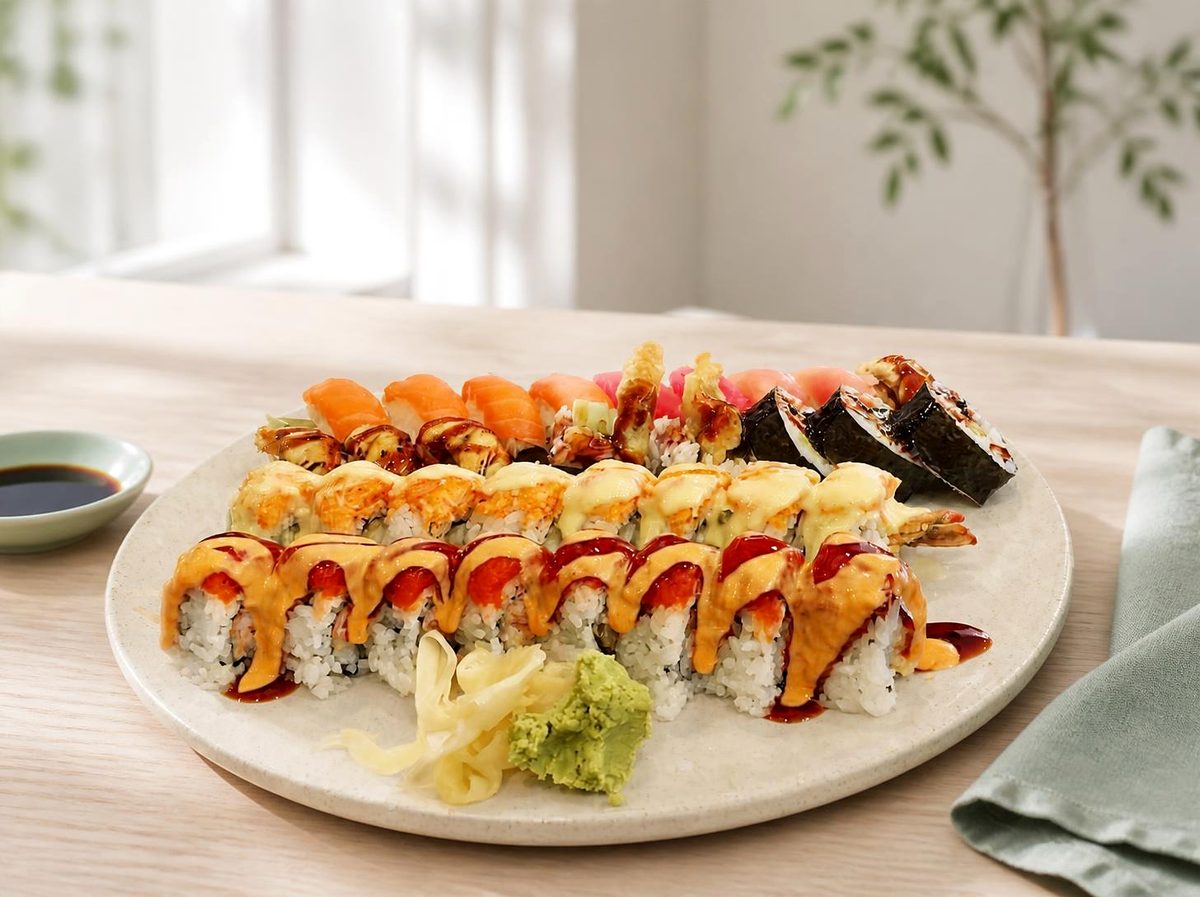 A platter of chef's special rolls